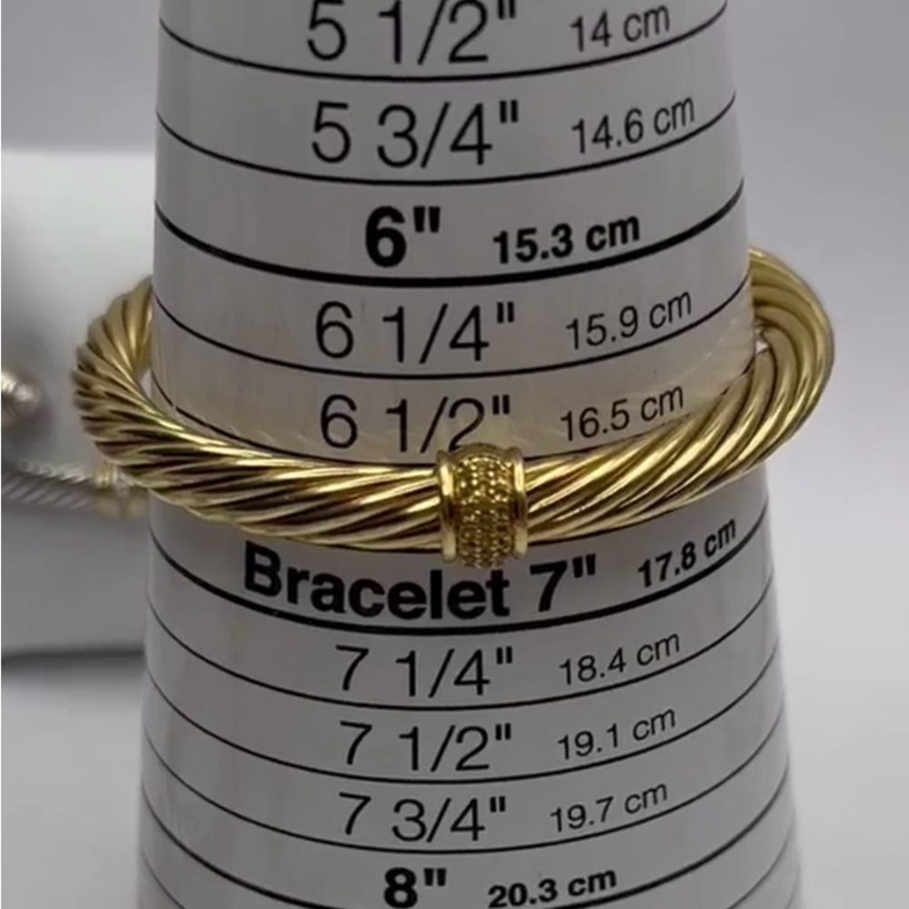 David Yurman 7mm Cable Station, Gold and Yellow Diamonds
